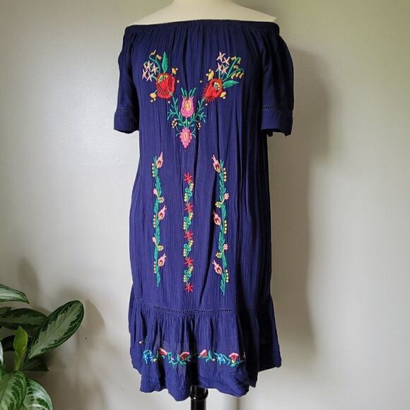 BEAUTIFUL SAHALIE BOHO EMBROIDERED OFF SHOULDER DRESS SZ M - Picture 12 of 16